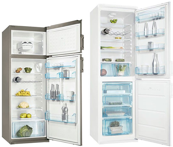 Двухкамерные холодильники Electrolux ERD32190X (высота - 171,3 см) и Electrolux ERB36090W (200 см)